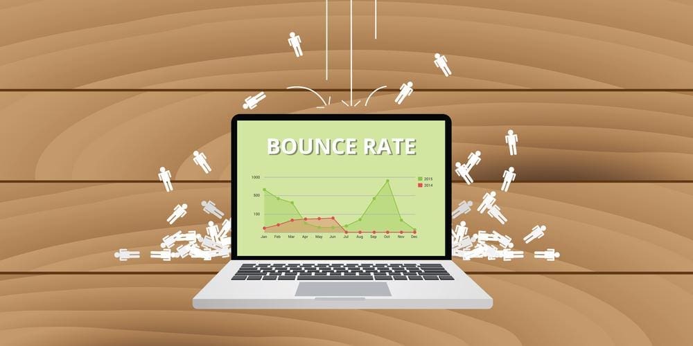 Laptop displaying a bounce rate graph