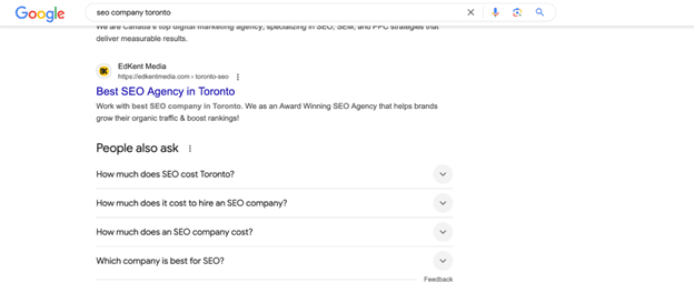 Screenshot of a People also ask box in a SERP